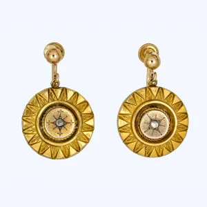 14K Yellow Gold Sunburst Earrings