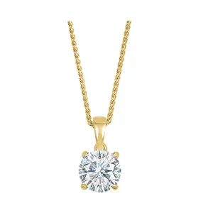 14KT Yellow Gold & Diamond Solitaire Pendant -  1/2 ctw