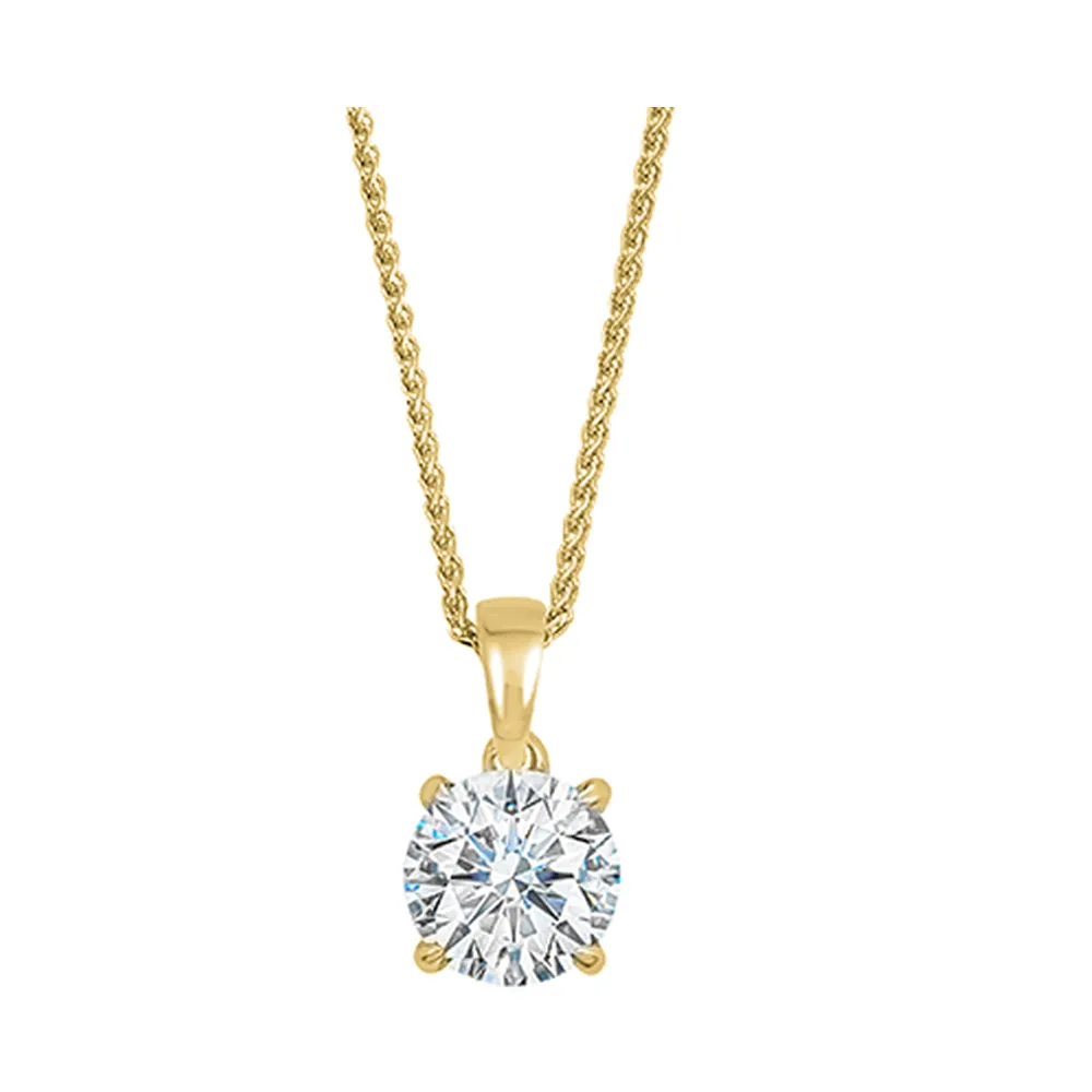 14KT Yellow Gold & Diamond Solitaire Pendant -  1/2 ctw