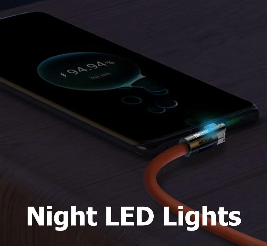 180cm  180¡ã Rotating 120W Fast Charge Cable-Lighting Orange