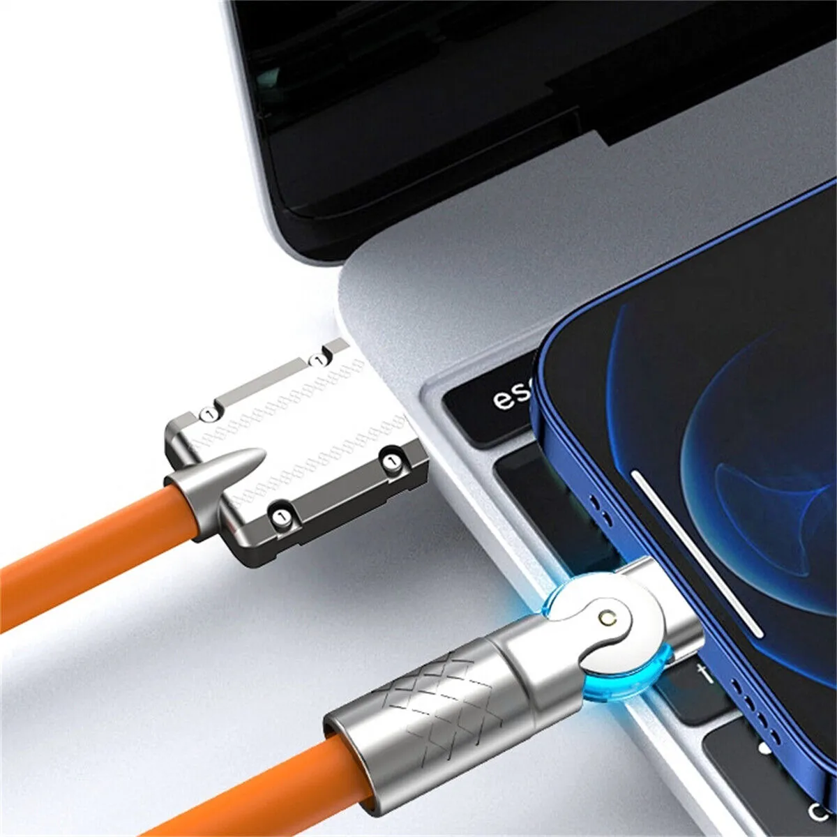180cm  180¡ã Rotating 120W Fast Charge Cable-Lighting Orange