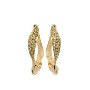18k Dunas Yellow Gold Earring With 0.23 Cts Vs-Gh Diamonds