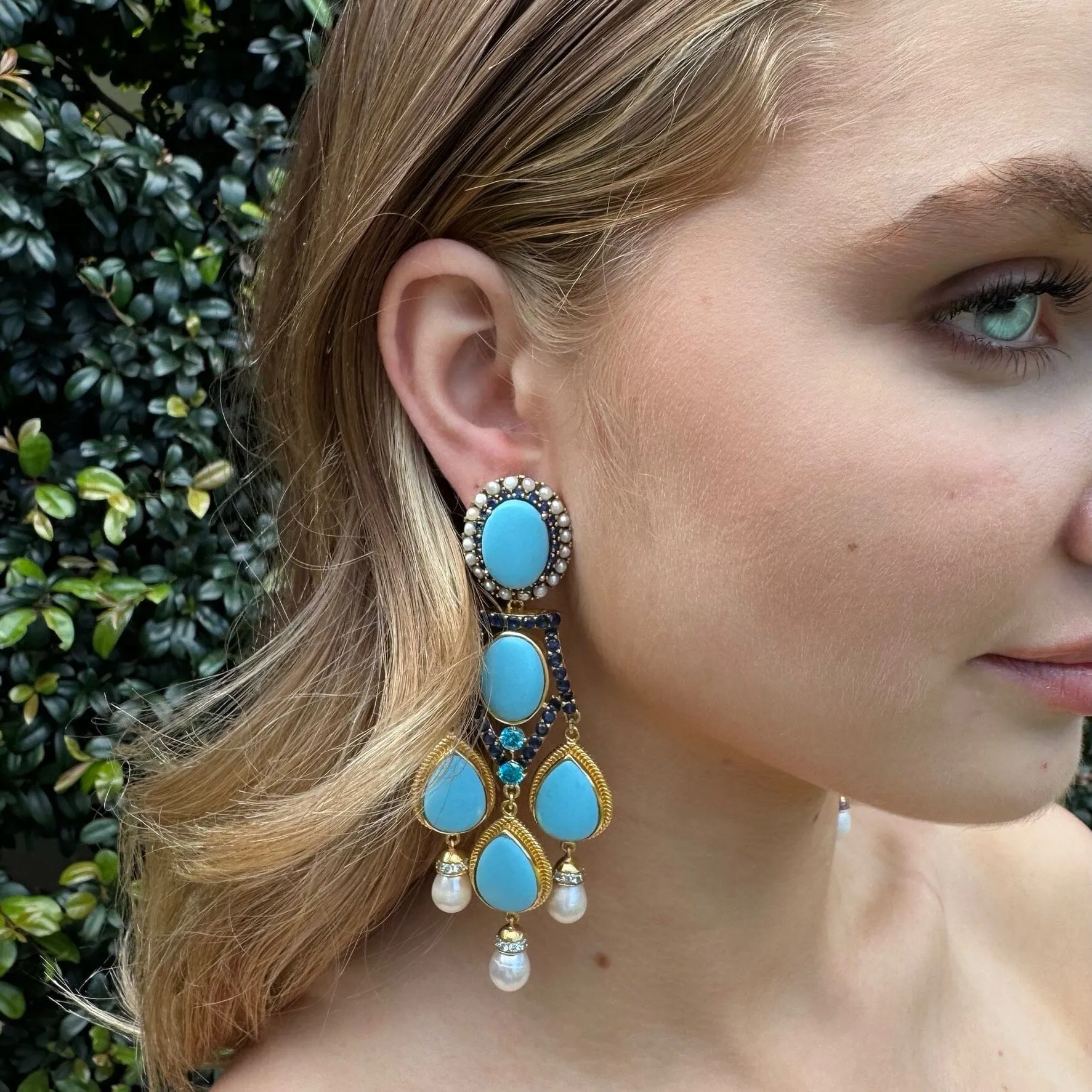18k Gold Vermeil Turquoise Chandelier Earrings: The Adele