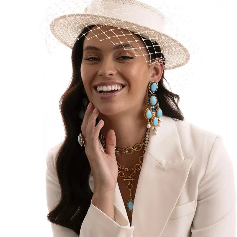 18k Gold Vermeil Turquoise Chandelier Earrings: The Adele