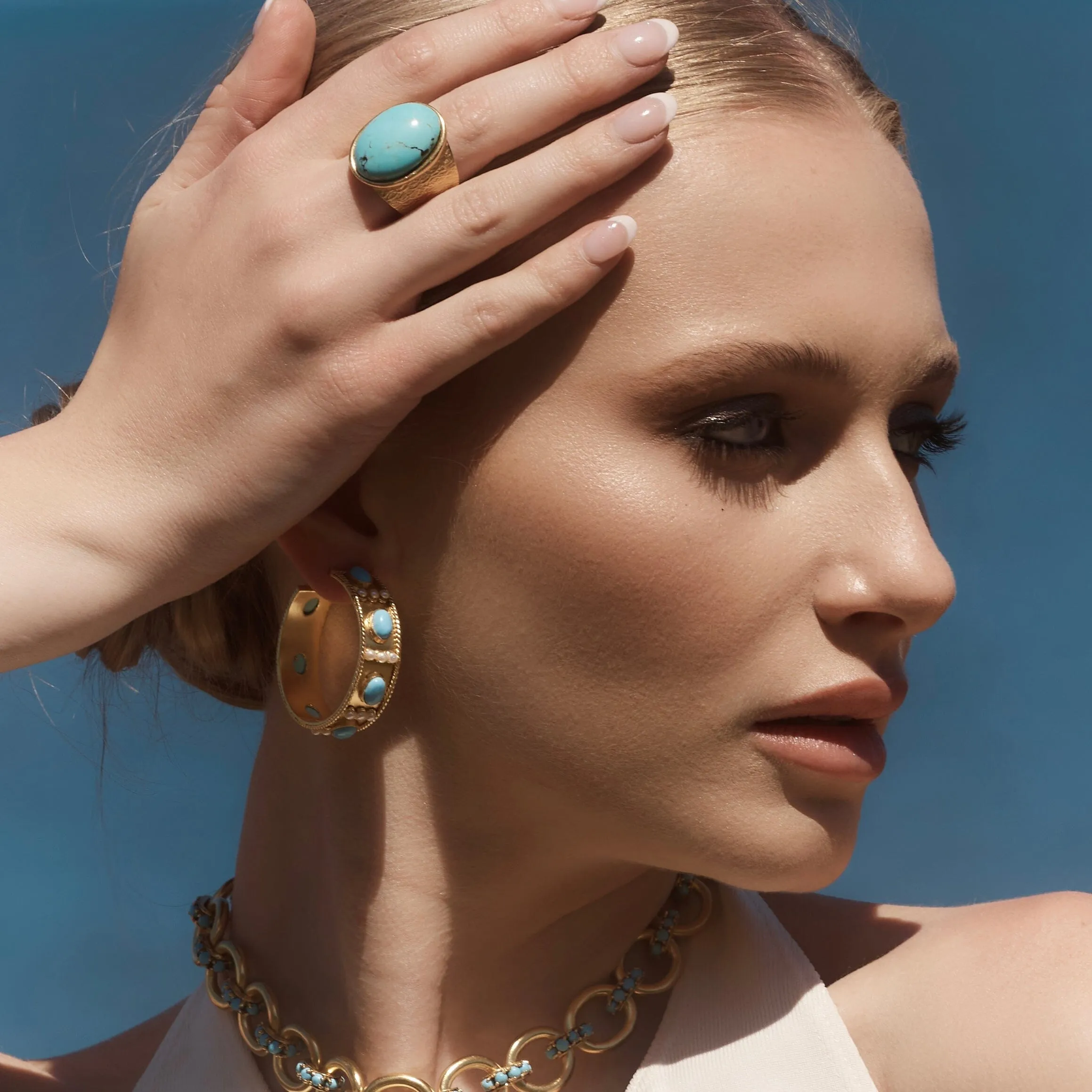 18k Gold Vermeil Turquoise Hoop Earrings: The Amelie