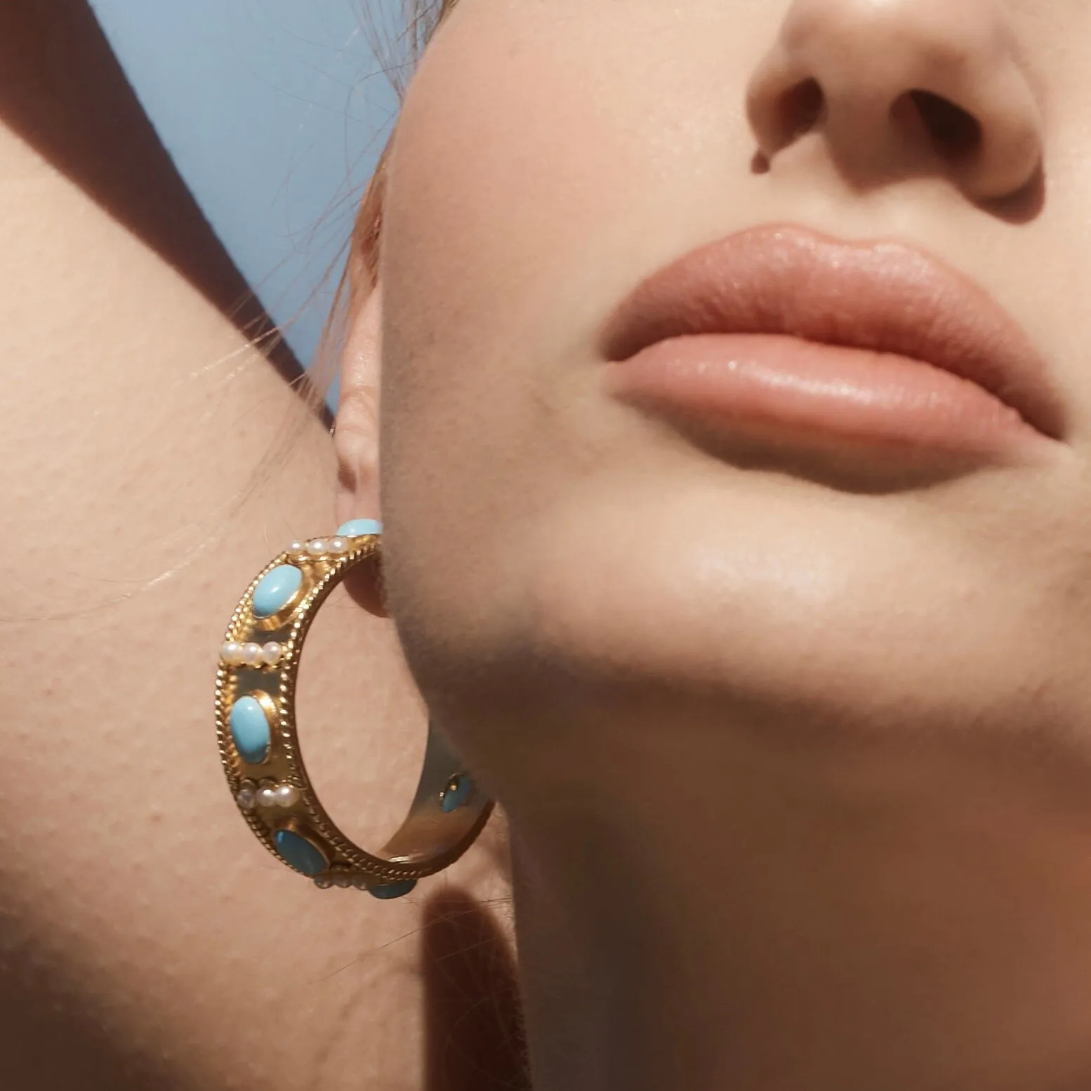 18k Gold Vermeil Turquoise Hoop Earrings: The Amelie