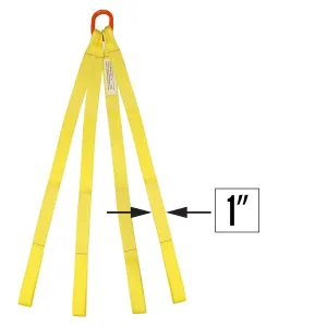 1"x3' (1 ply) Quad Leg Nylon Sling w/ Master Link & Sewn Loop