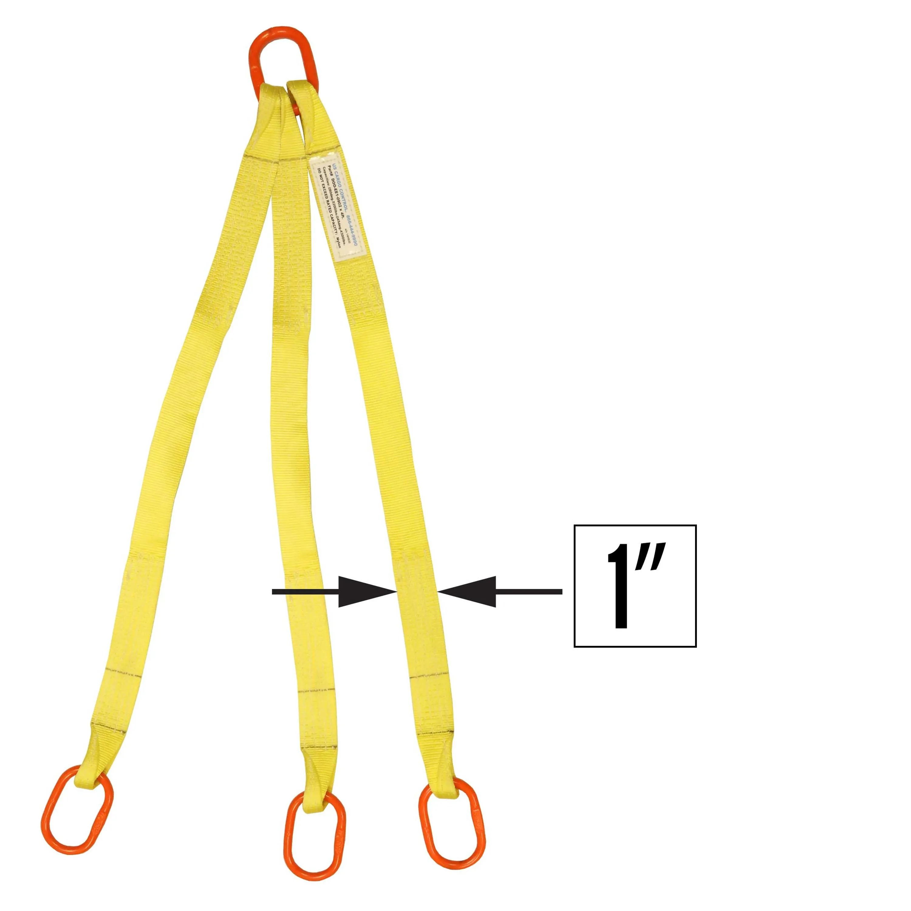 1"x3' (2 ply) Triple Leg Nylon Sling w/ Master Link Both Ends