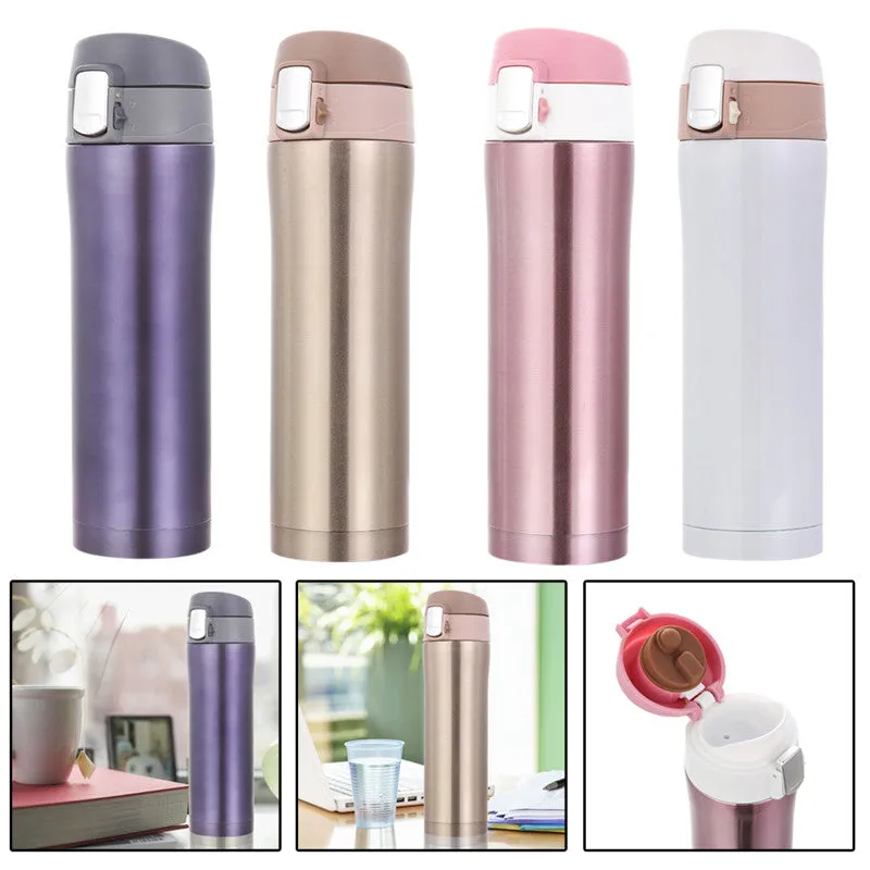 4 Colors Home Kitchen Vacuum Flasks Thermoses 450ml Stainless Steel Insulated