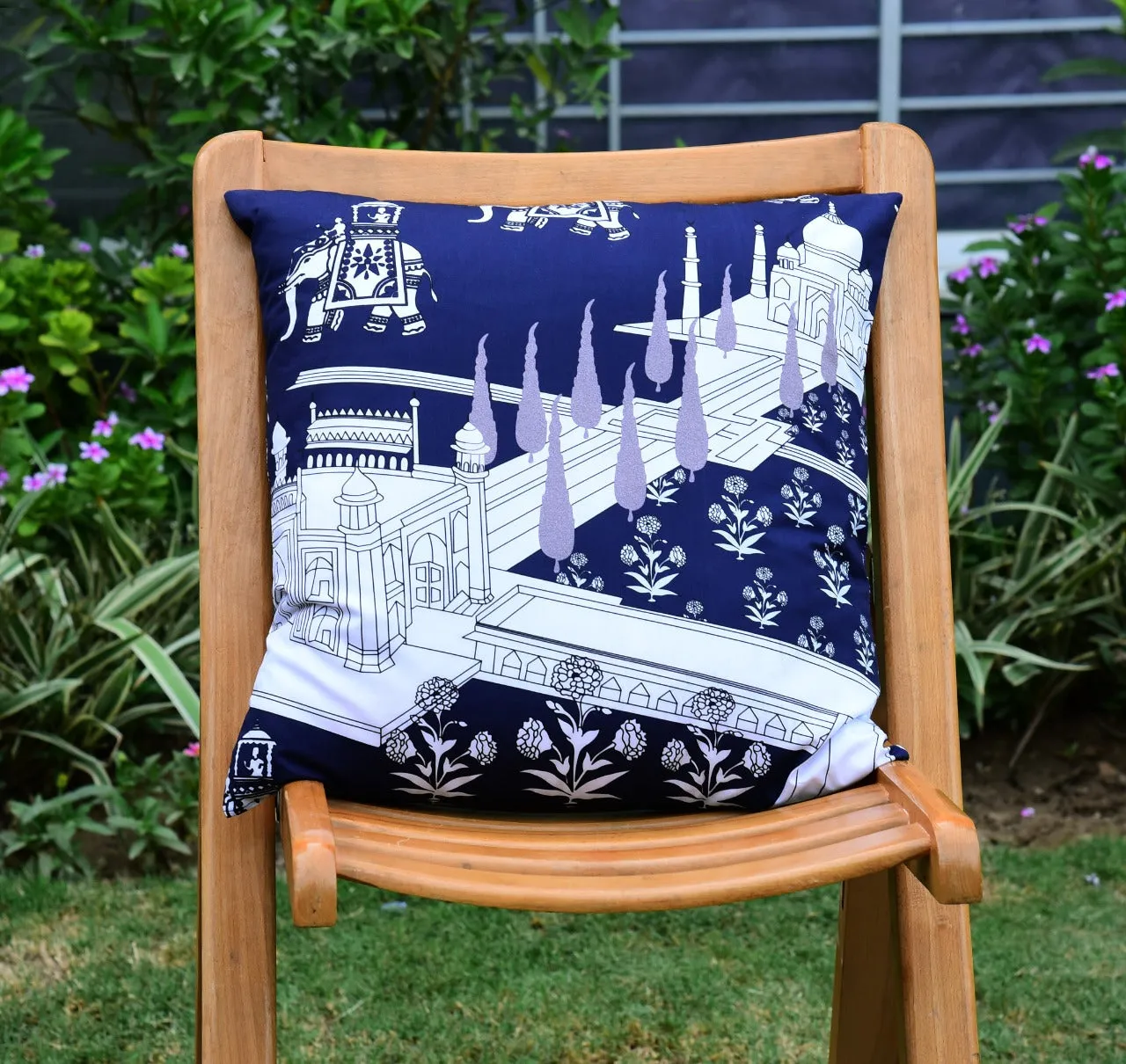 6 PCs Digital Printed Cotton Cushions-Taj Mahal