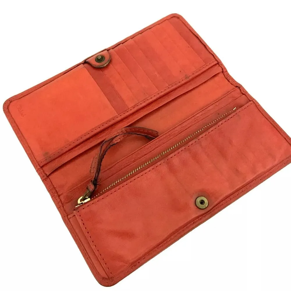 655146AP (V1) Chloe Wallet Long Red Leather