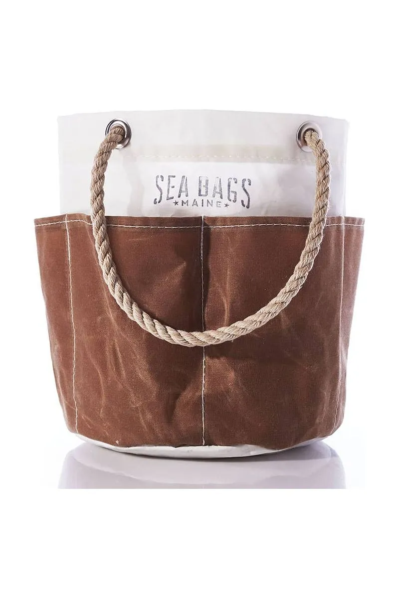 All Purpose Tool Bucket Bag - Tan/White