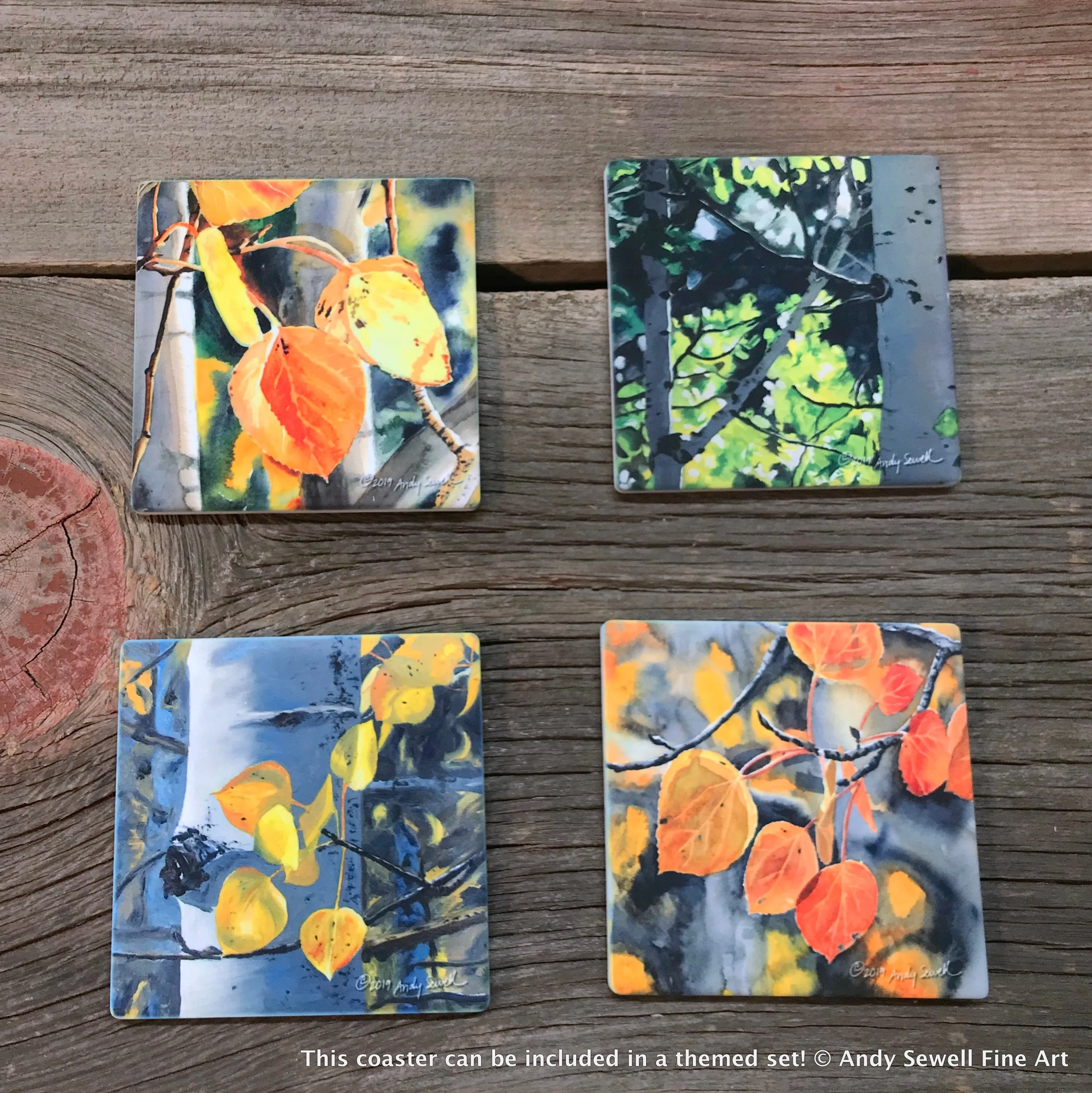 ASC398 "Aspen Autumn Details" ceramic coaster