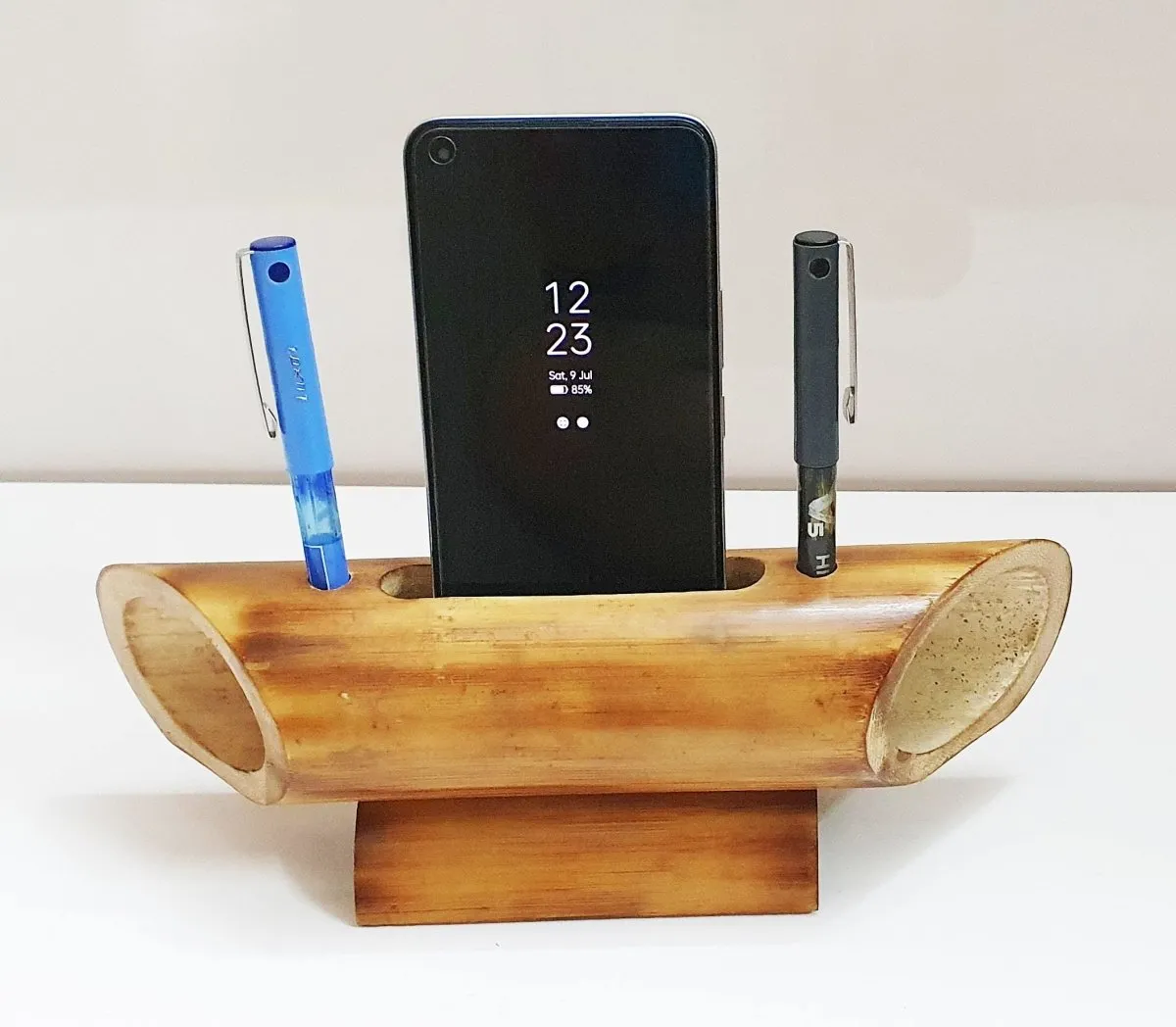Bamboo Amplifier & Mobile Stand for Office Desk and Home Decor