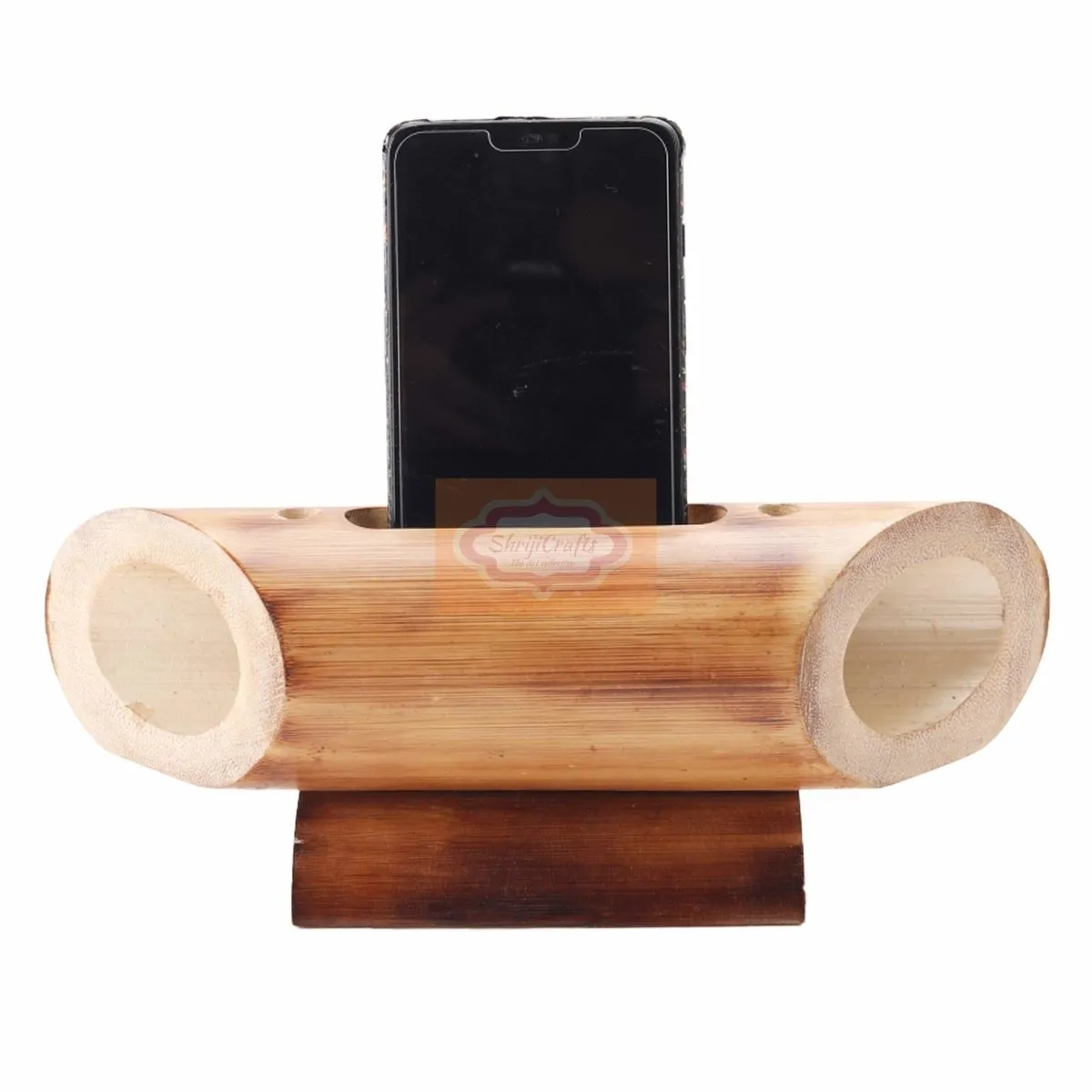 Bamboo Amplifier & Mobile Stand for Office Desk and Home Decor