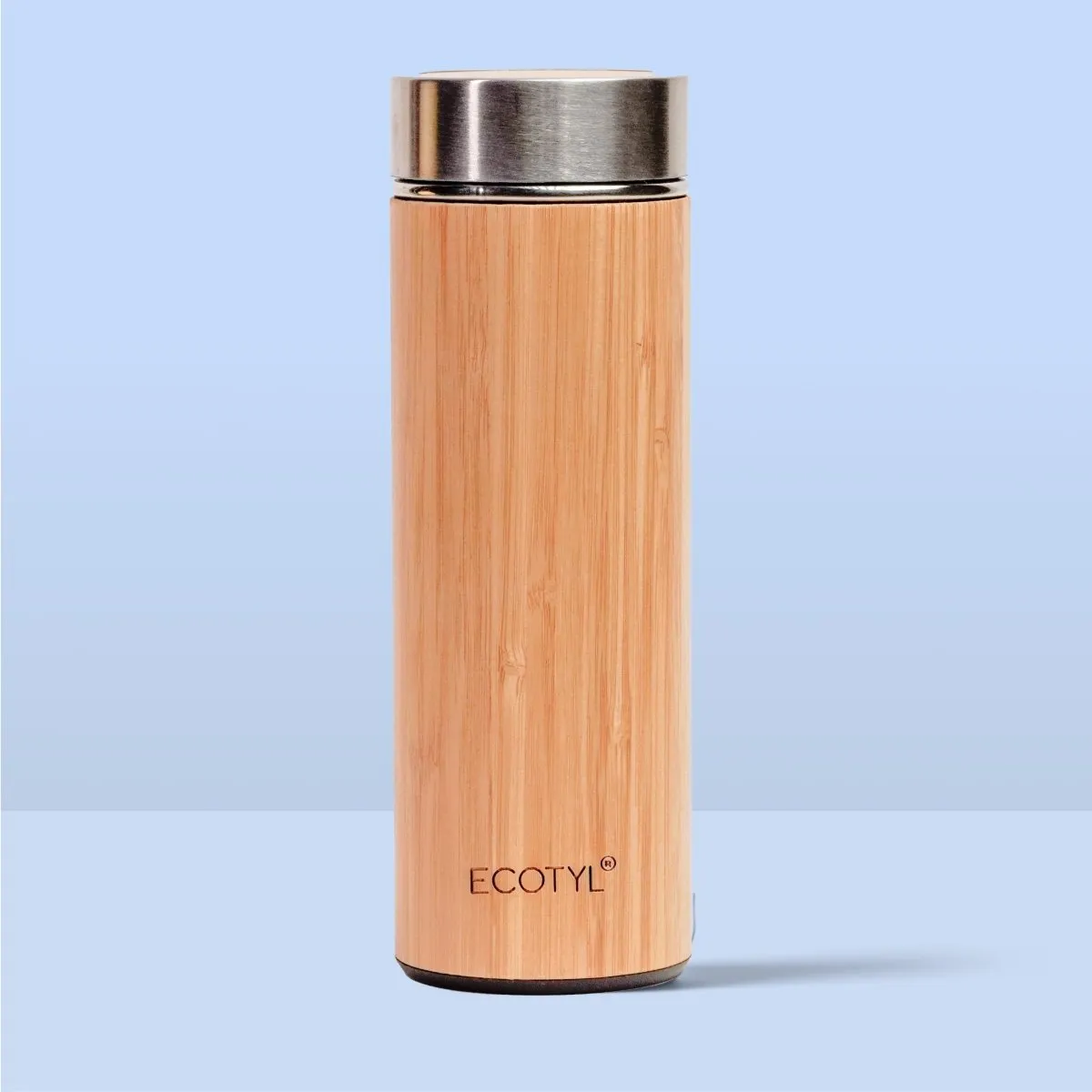 Bamboo Stainless Steel Insulated Flask With Strainer - 450 ml