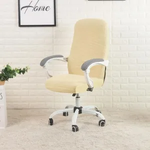 Beige Jacquard Office Chair Cover