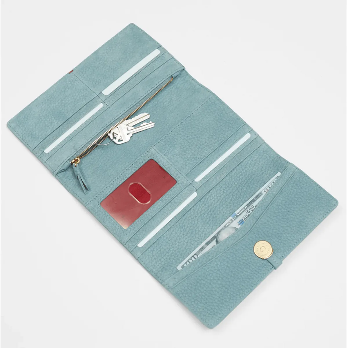 BENJAMIN WALLET - Bay Blue Nubuck/Heirloom Gold