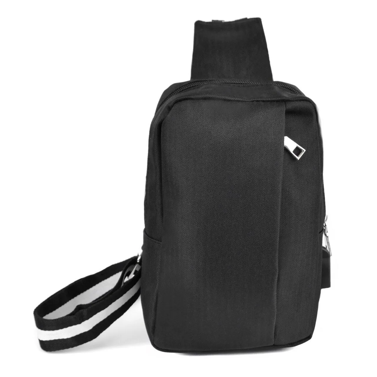 Black Crossbody Shoulder Sling Bag with USB Charging Port
