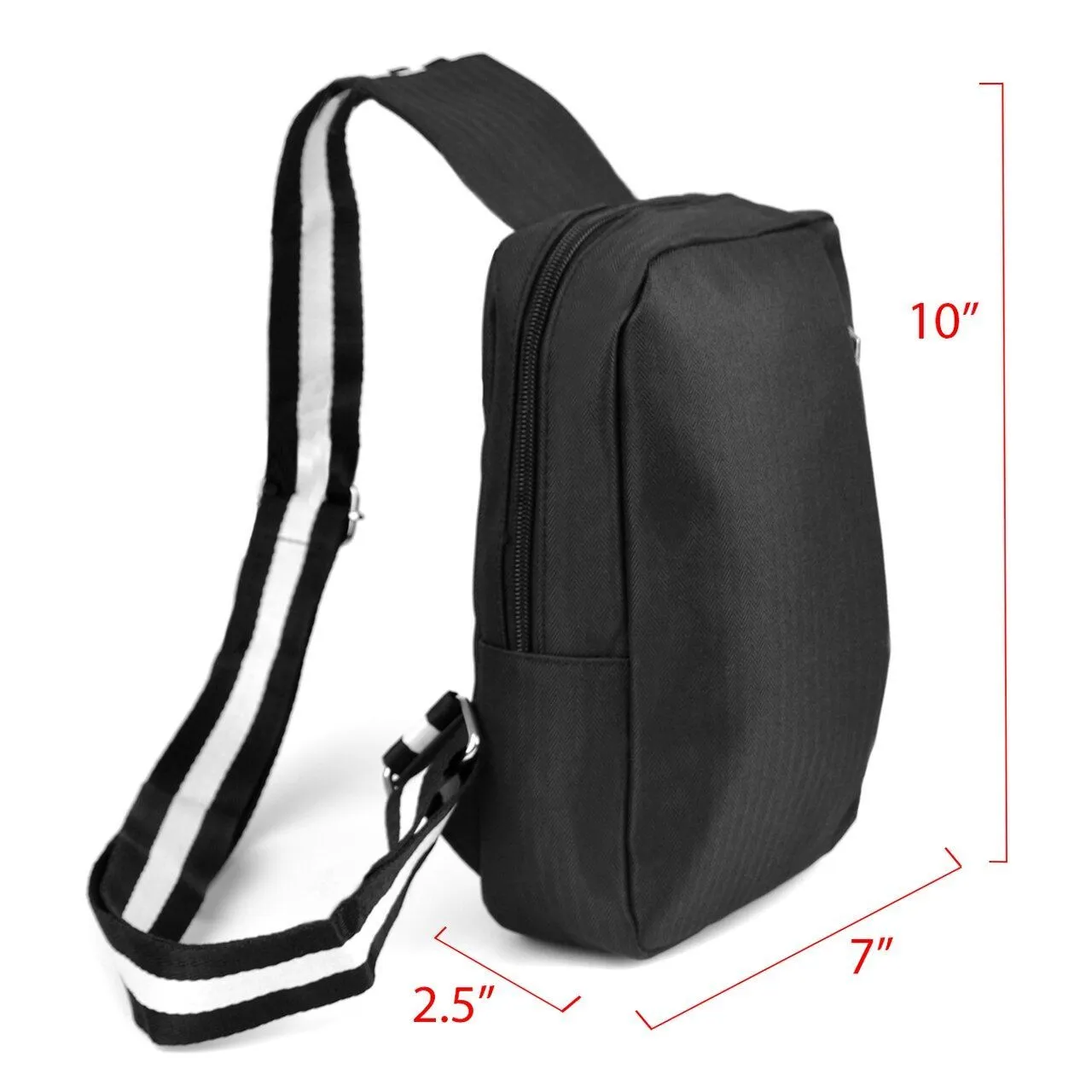 Black Crossbody Shoulder Sling Bag with USB Charging Port