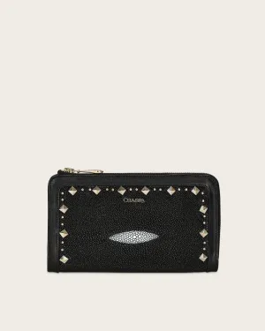 Black handmade exotic wallet