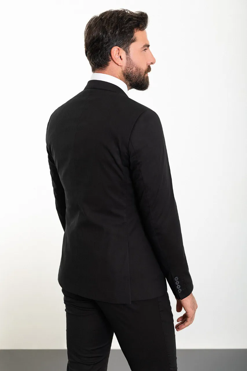 Black Slim Fit Notch Lapel 3 Piece Suit for Men | GentWith