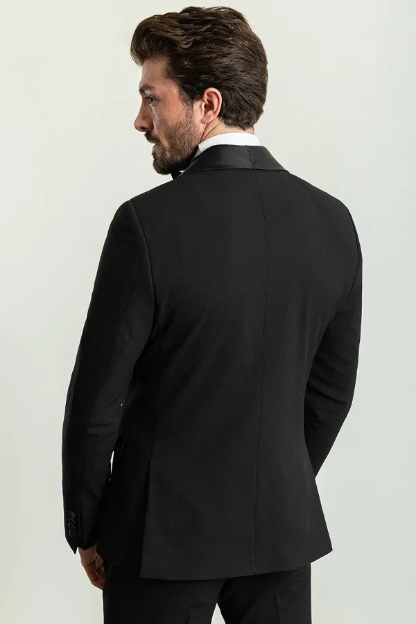 Black Slim Fit Shawl Lapel Tuxedo for Men | GentWith