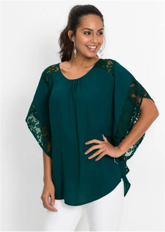 Blouse with lace details Bodyflirt, green