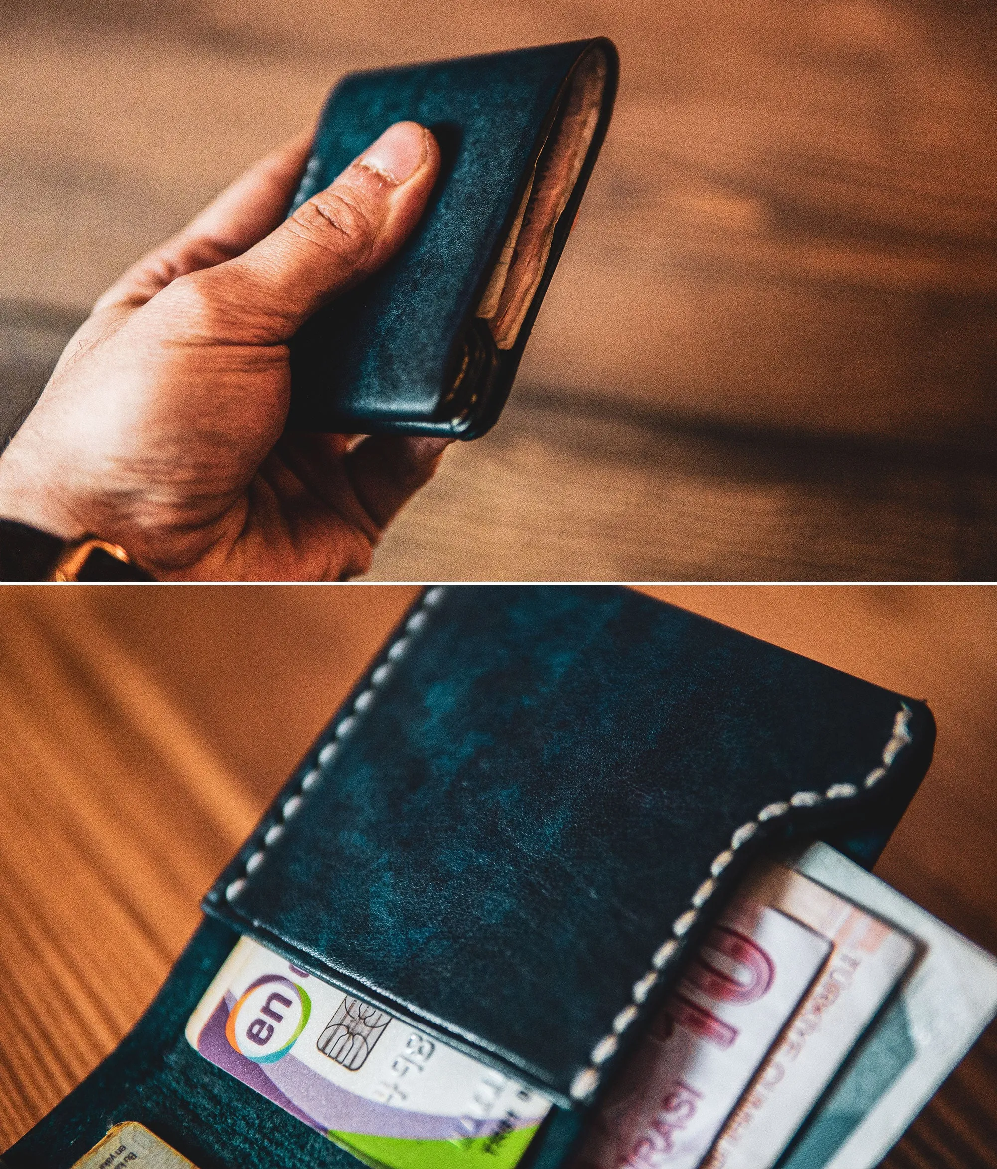Blue Leather Wallet - Captain