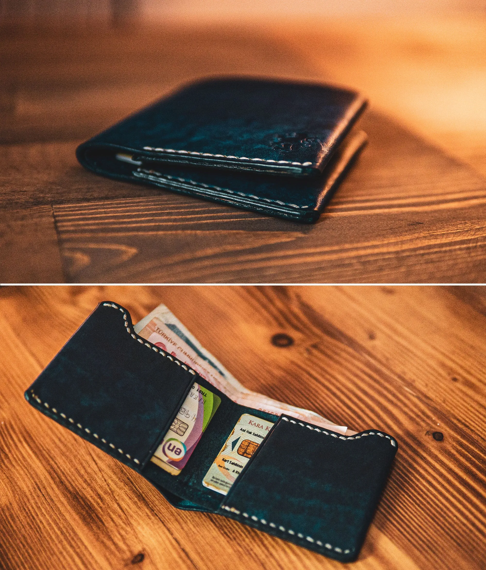Blue Leather Wallet - Captain