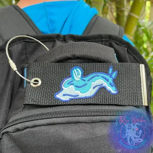Blue Nudibranch Luggage Tag, Personalized Embroidered Bag Tag