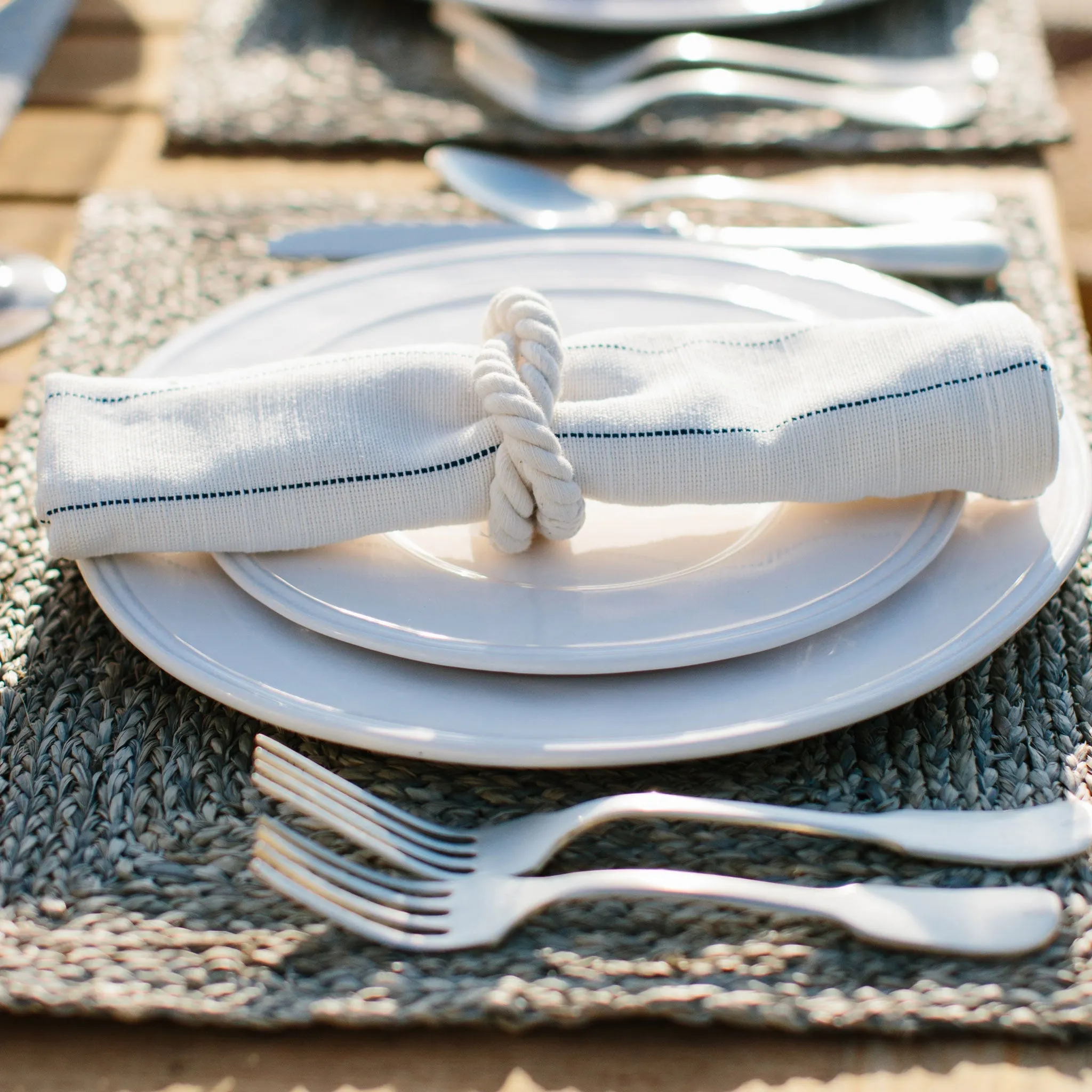 Blue Pinstripe Stripe Cotton Napkin