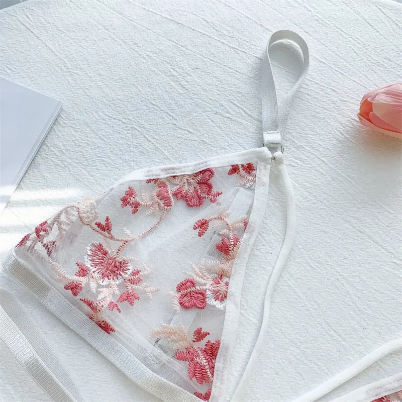 Bridal Lingerie Set White Pink