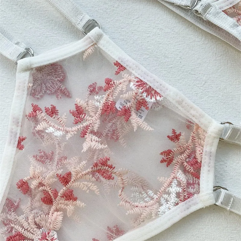 Bridal Lingerie Set White Pink