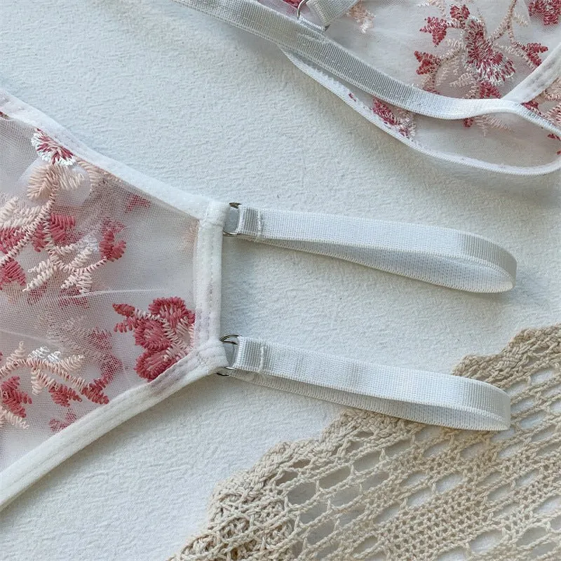Bridal Lingerie Set White Pink