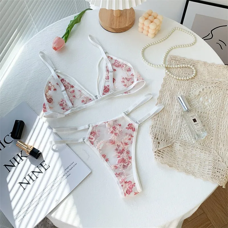 Bridal Lingerie Set White Pink