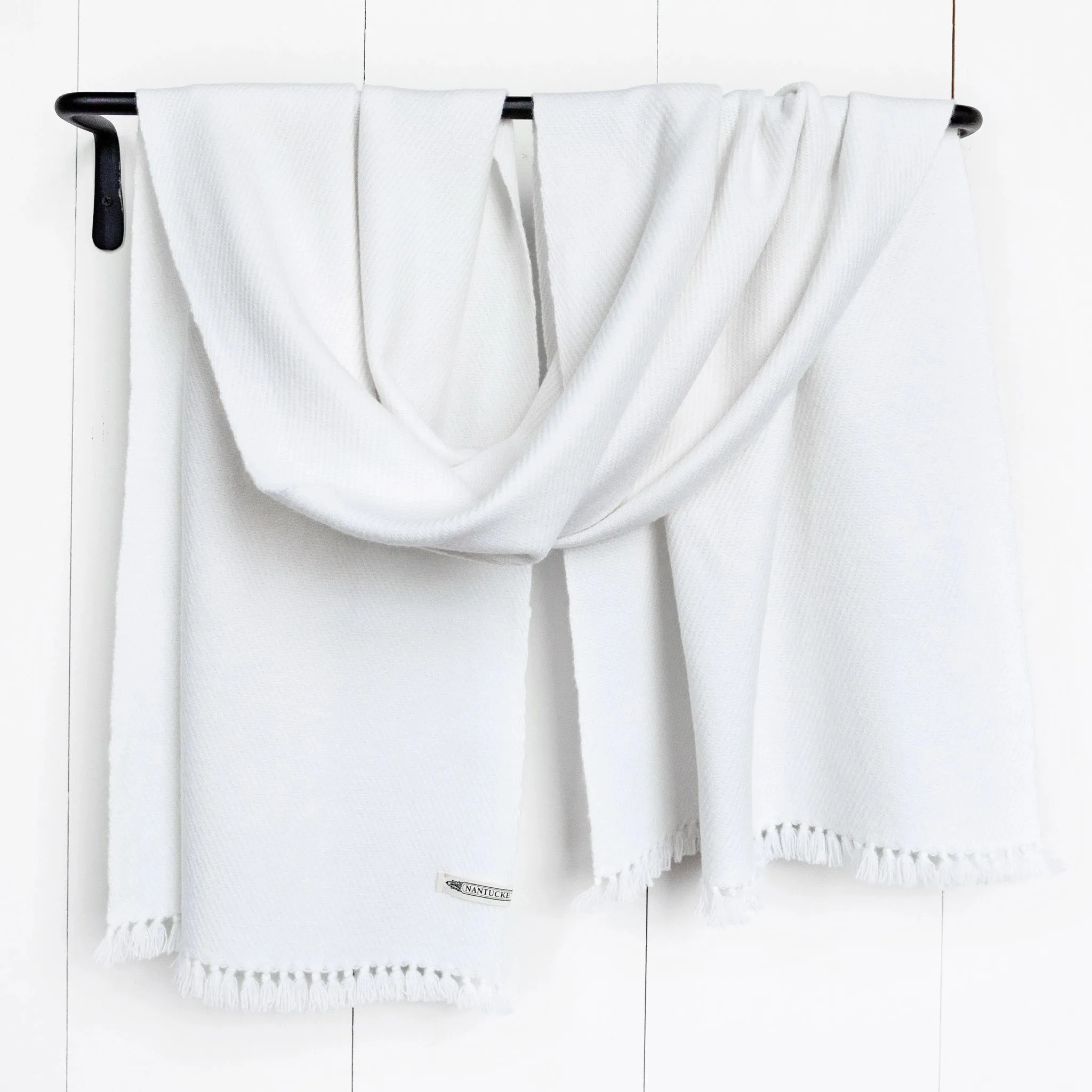Bright White Handwoven Cashmere Wrap