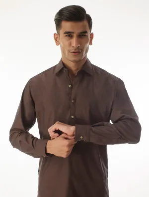 BROWN KAMEEZ SHALWAR WITH UNIQUE DETAILS