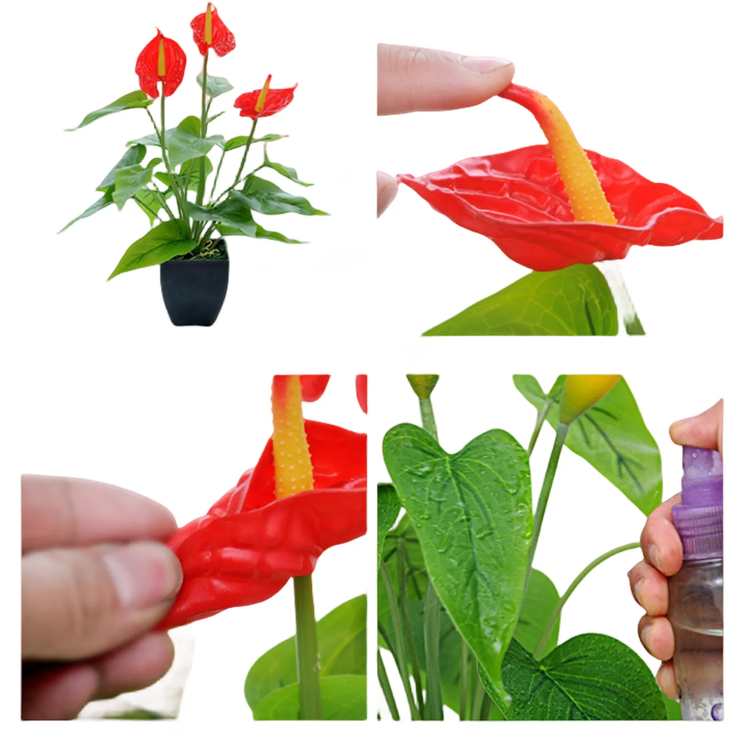Bulk 15.7" Calla Lily Faux Small Potted Plant with Black Pot Fake Bonsai Artificial Flower Wholesale