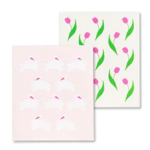 Bunnies & Tulips Dish Cloth