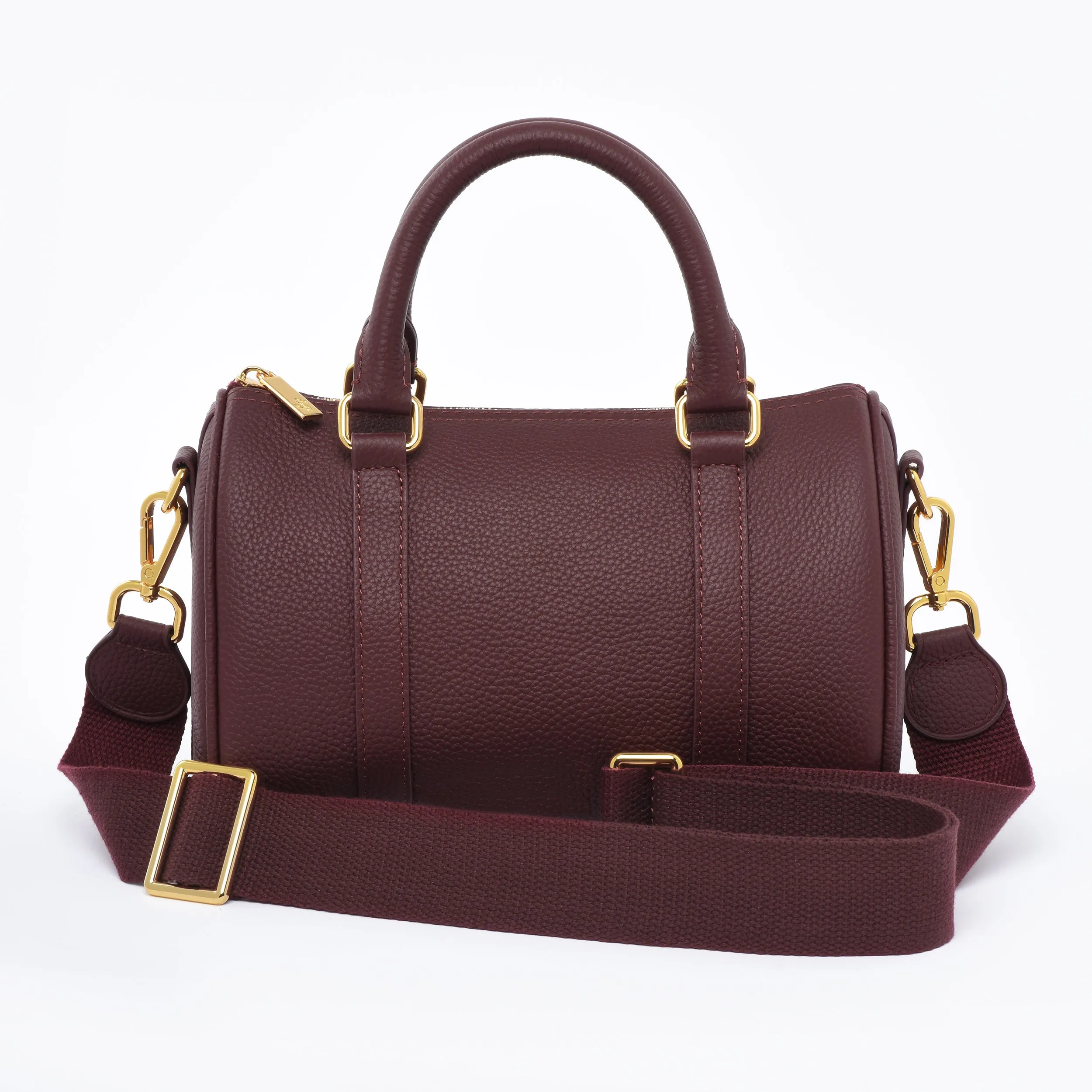 Burgundy Grained leather  - Mini Boston bag