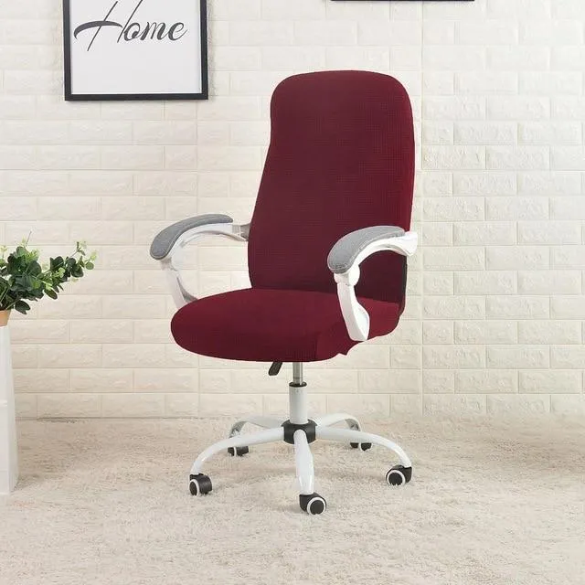 Burgundy Jacquard Office Chair Cover