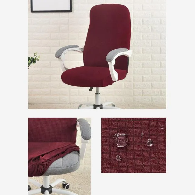 Burgundy Jacquard Office Chair Cover