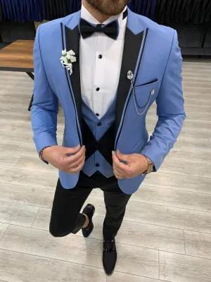 Buy Ice Blue Slim Fit Peak Lapel Tuxedo by GentWith.com