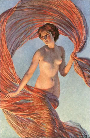 BW-50 Aurora, Nude Woman with Flying Drape - Vintage Image