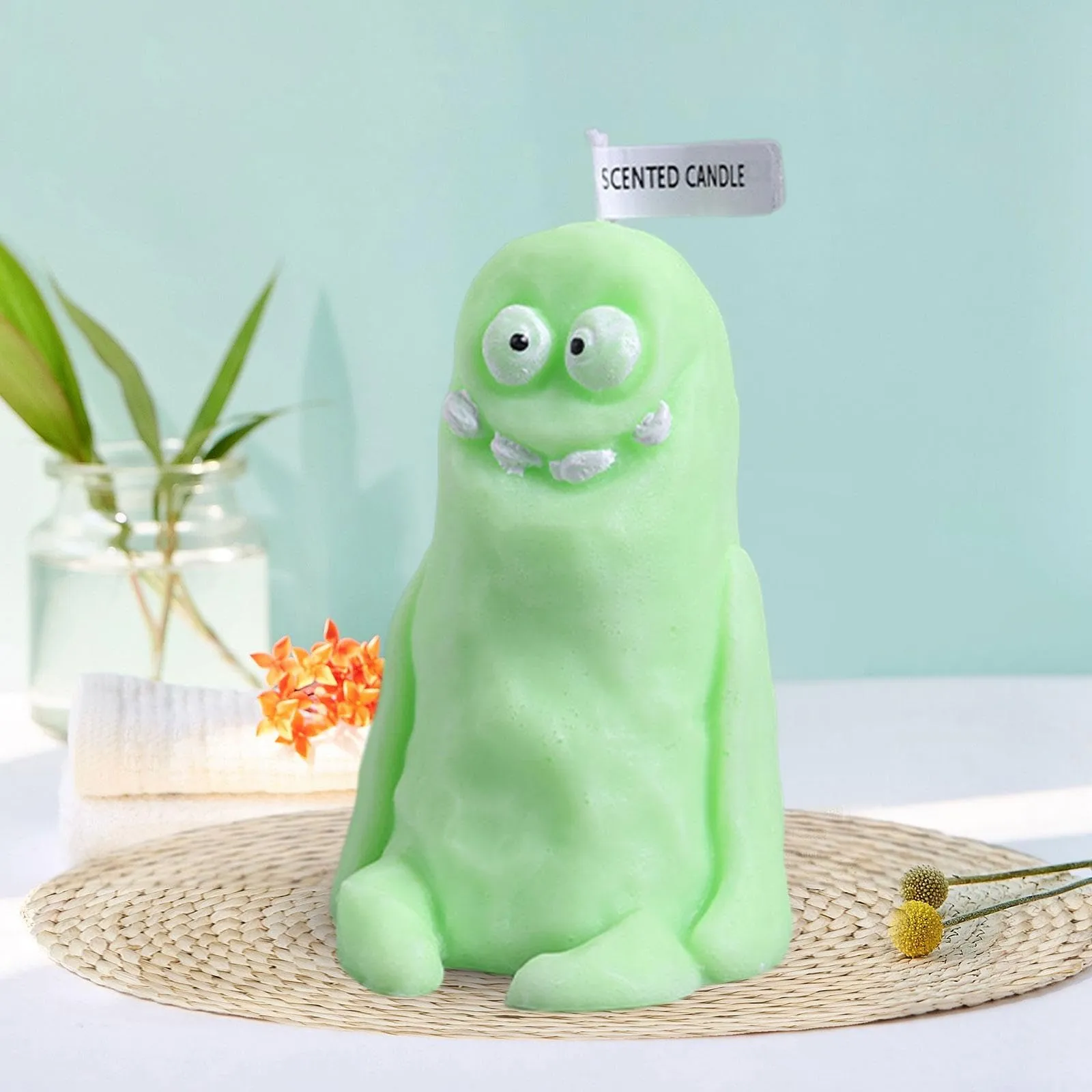 CALANDIS® Funny Scented Candles Gifts Decorative Candles for Anniversary Office Bedroom Light Green 12Cm | 1 Candle