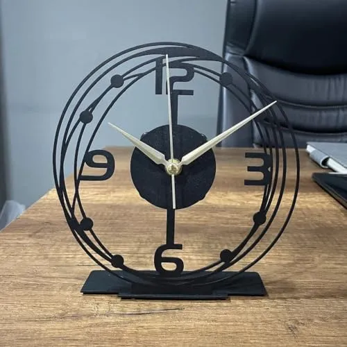 Cartvilla Modern Metal Desktop Clock, Tabletop Clock, Office Desk Clock, Home Office Decor,New Job Gift,Classic Clock Gift,Silent Clock,Business Clock