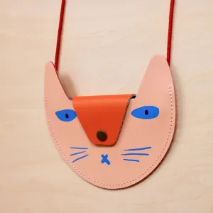 Cat Pocket Purse in Pink and Orange