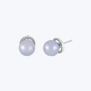 Chalcedony Earrings in White Gold