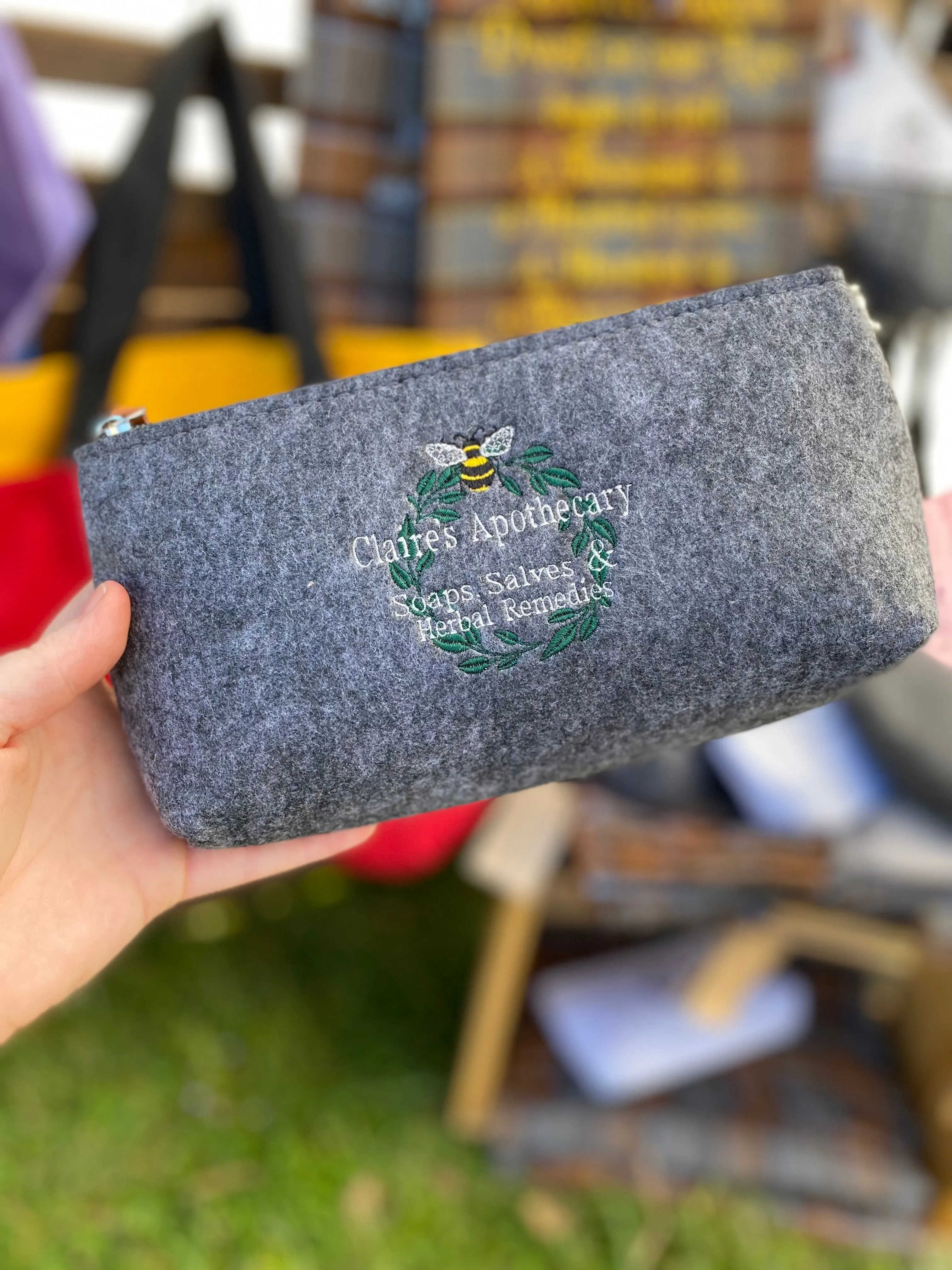 Claire's Apothecary Embroidered Felt Zipper Pouch
